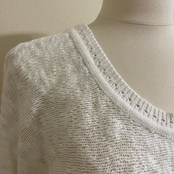 CASLON womens white scoop neck long sweater chunky knit lace up sleeves medium - Picture 5 of 15